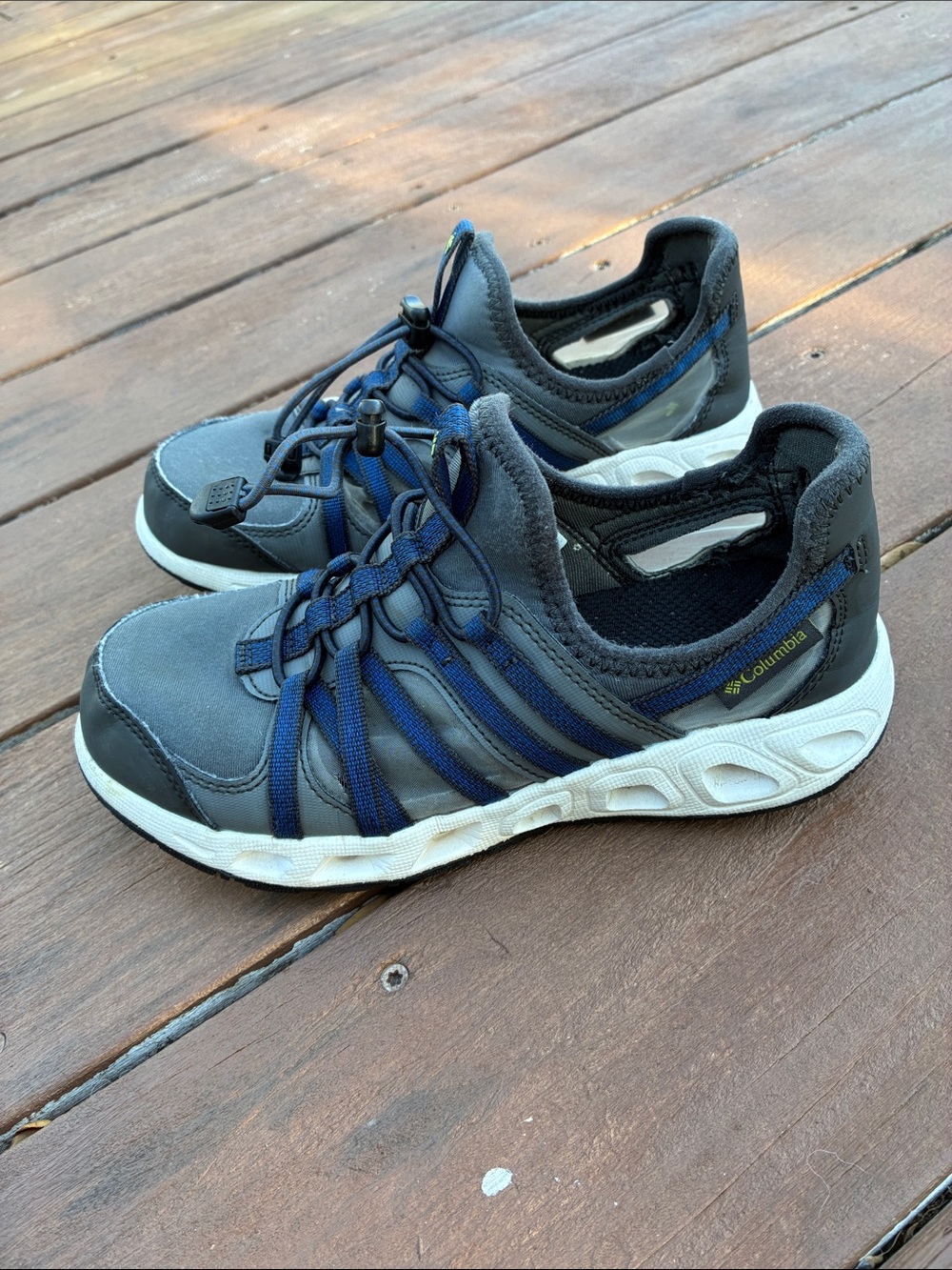 Columbia Kid’s Gray and Blue Trail Lace Toggle Sneakers